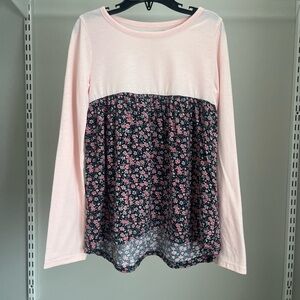 Tucker + Tate Blush Pink and Black Floral Long Sleeve Top